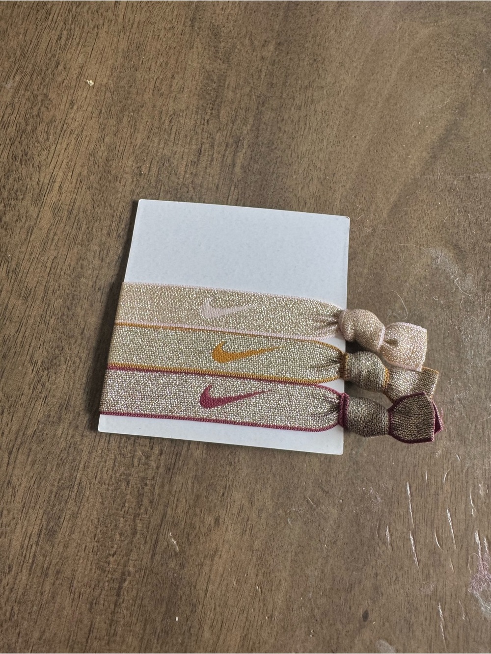 NEW Nike Ponytail Holders Hairbands 3 Pack Pink Rose Gold Stretchy Secure Hold